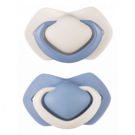 A - Canpol babies set symetrických silikonových dudlíků 0-6m PURE COLOR modrý
