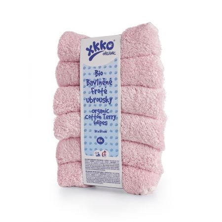 BIO bavlněné froté ubrousky XKKO Organic 21x21- Baby Pink