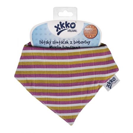 Dětský slintáček XKKO Organic Staré časy - Violet Stripes