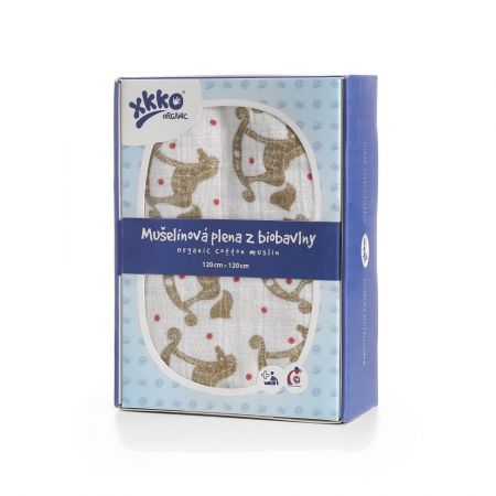 Biobavlněná plena XKKO Organic 120x120 - Rocking Horses Gold