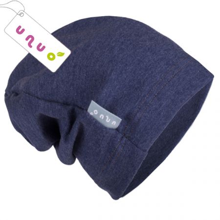 Unuo Teplákovinová čepice Jeans modrý melír S