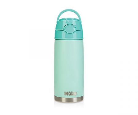 NUBY Termohrnek nerezový s brčkem 420 ml 24m + zelený