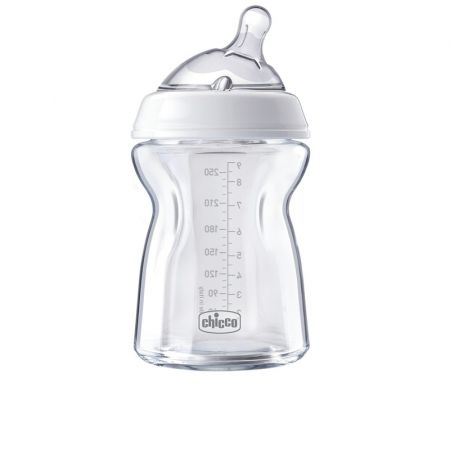 CHICCO Láhev kojenecká sklo Natural Feeling 250 ml neutral 0m+