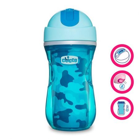 CHICCO Hrneček Sport termo s brčkem 266 ml modrý 14m+