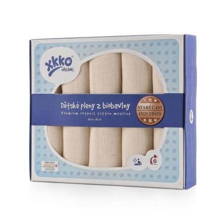 Dětské pleny z biobavlny XKKO Organic 80x80 - Staré časy Natural