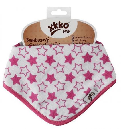 XKKO®BMB Bambusový dětský slintáček/šátek - Little Stars Magenta
