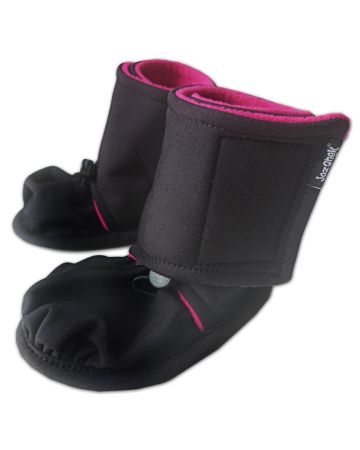 Softshellové zateplené botičky, zimní capáčky, černá-sytě růžová 0-6 měsíců