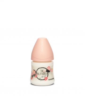 SUAVINEX | LÁHEV Kulatá savička SILIKON 150 ml - ORANŽOVÝ MOTÝL

