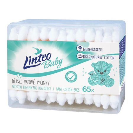 LINTEO - Papírové vatové tyčinky 100% natural 65 ks v boxu