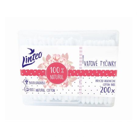 LINTEO - Papírové vatové tyčinky 100% natural 200 ks v boxu