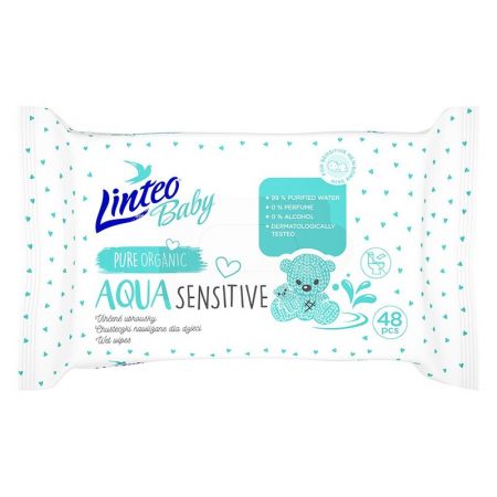 LINTEO - Dětské vlhčené ubrousky Baby AQUA SENSITIVE 48 ks