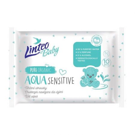 LINTEO - Dětské vlhčené ubrousky Baby AQUA SENSITIVE 10 ks