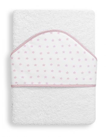 INTERBABY | Osuška froté HVĚZDA - BÍLO/RŮŽOVÁ