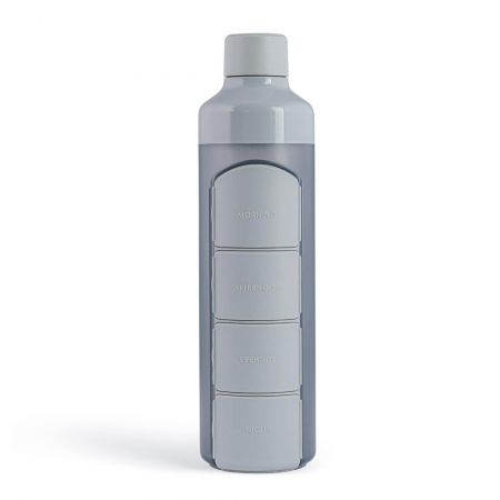 YOS láhev s dávkovačem léků denní - šedá 375 ml