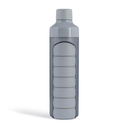 YOS láhev s dávkovačem léků týdenní - šedá 375 ml