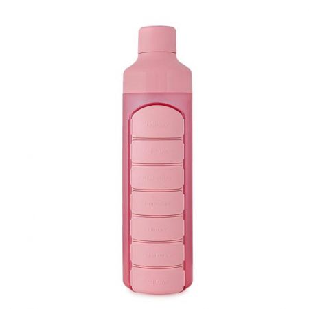 YOS láhev s dávkovačem léků týdenní - růžová 375 ml