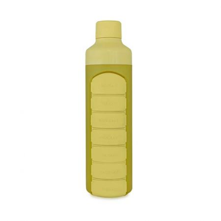 YOS láhev s dávkovačem léků týdenní - žlutá 375 ml
