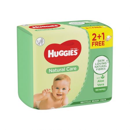 HUGGIES - Vlhčené ubrousky Natural Triplo 56x3 ks