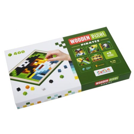 CUBIKA - Cubik 14910 Pixel V piráti - dřevěná mozaika 400 kostek a 7 předloh