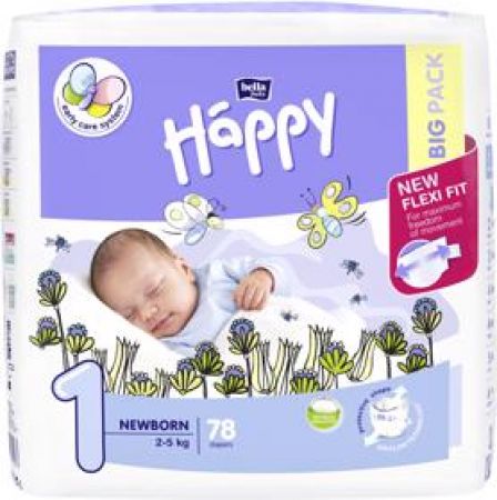 BELLAHAPPY -   Newborn 1 (2-5 kg) Big Pack 78 ks - jednorázové pleny