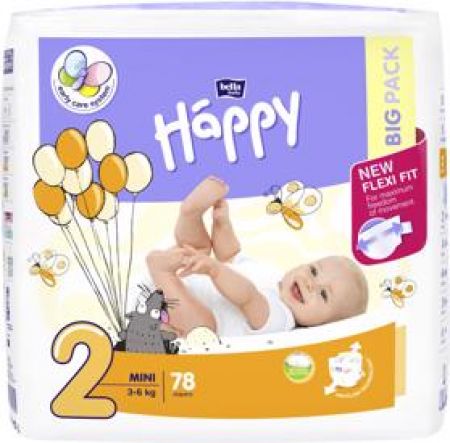 BELLAHAPPY -   Mini 2 (3-6 kg) Big Pack 78 ks - jednorázové pleny