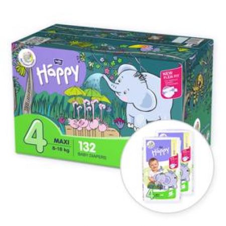 BELLAHAPPY - Maxi 4 Big TOY BOX (8-18 kg) 132 ks - jednorázové pleny