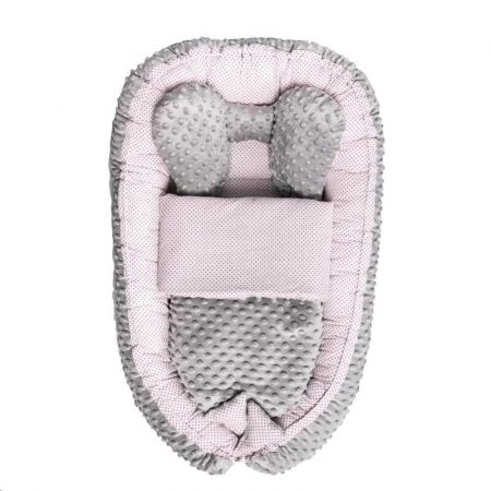 BELISIMA - Hnízdečko s peřinkou pro miminko Minky Sweet Baby růžové