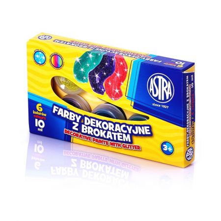ASTRA - Dekorační barvy s glitry 6x10ml, 301116001