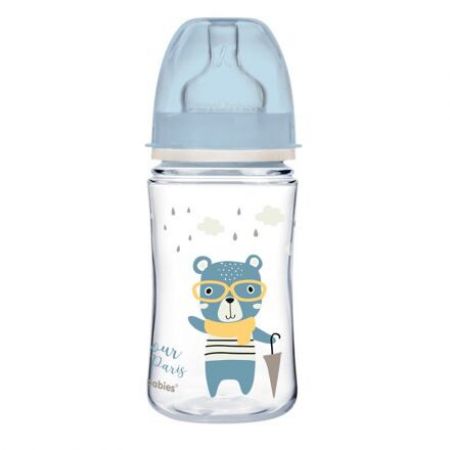 Canpol babies Lahev se širokým hrdlem BONJOUR PARIS 240ml modrá