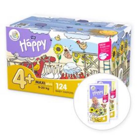 BELLAHAPPY -   Maxi 4 Plus Big TOY BOX (9-20 kg) 124 ks - jednorázové pleny