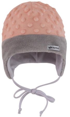 ESITO Dětská zimní čepice Minky Méďa - 44 / modrá Barva: Lososová, Velikost: 44 ESCEPZIMMEDLOS44