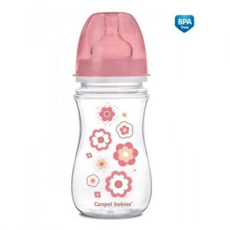 Canpol babies Láhev se širokým hrdlem NEWBORN BABY 240ml růžová