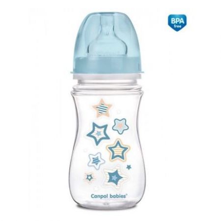 Canpol babies Láhev se širokým hrdlem NEWBORN BABY 240ml modrá