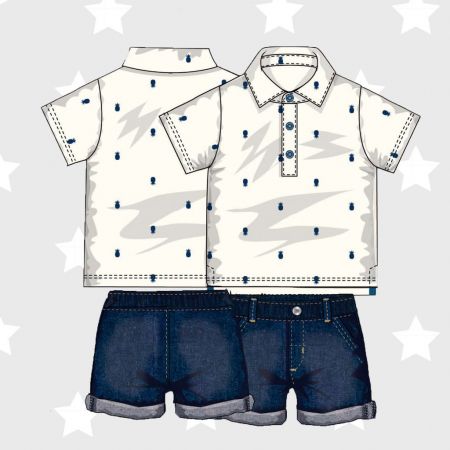 Chlapecký set  - Polo košile a kraťasy, Minoti, Summer 1, bílá - 80/86