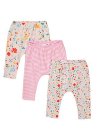 Kalhoty kojenecké 3pack, Minoti, Garden 8, růžová - 68/74