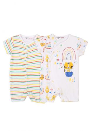 Kojenecký overal letní 2pack, Minoti, Smiling 11, bílá - 56/62