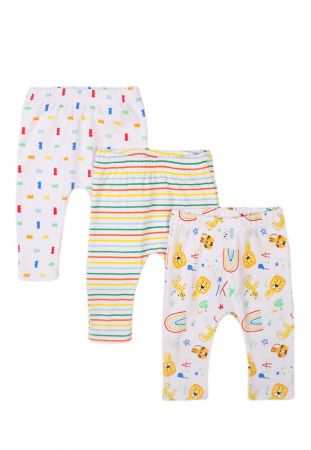 Kalhoty kojenecké 3pack, Minoti, Smiling 9, bílá - 56/62