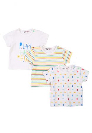 Tričko kojenecké s krátkým rukávem 3pack, Minoti, Smiling 4, bílá - 74/80