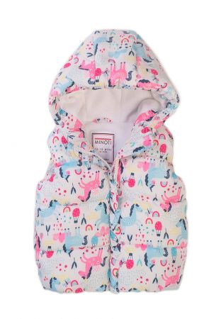 Vesta dívčí Puffa s kapucí, Minoti, 8GGILET 4, bílá - 92/98