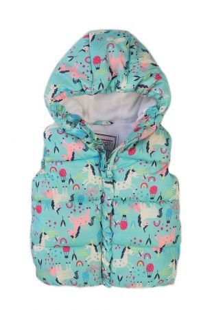 Vesta dívčí Puffa s kapucí, Minoti, 8GGILET 1, modrá - 80/86