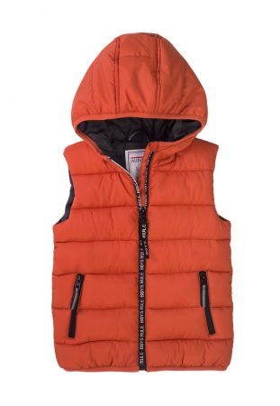 Vesta chlapecká Puffa s kapucí, Minoti, 7BGILET 11, oranžová - 86/92