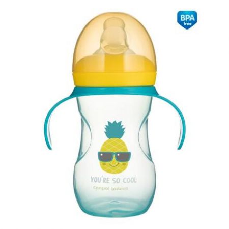 Canpol babies Tréninkový hrníček se silikonovým pítkem a úchyty SO COOL Ananas 270 ml