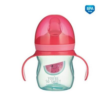 Canpol babies Tréninkový hrníček se silikonovým pítkem a úchyty SO COOL Meloun 150 ml