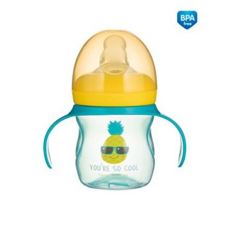 Canpol babies Tréninkový hrníček se silikonovým pítkem a úchyty SO COOL Ananas 150 ml