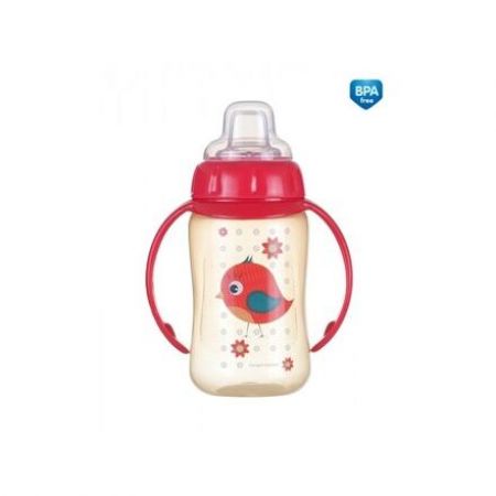 Canpol babies Tréninkový hrníček CUTE ANIMALS se silikonovým pítkem a úchyty 320ml ptáček