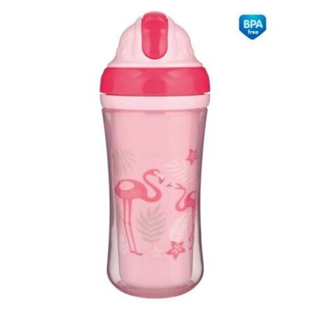 Canpol babies Sportovní láhev se silikonovou slámkou JUNGLE 260ml růžová