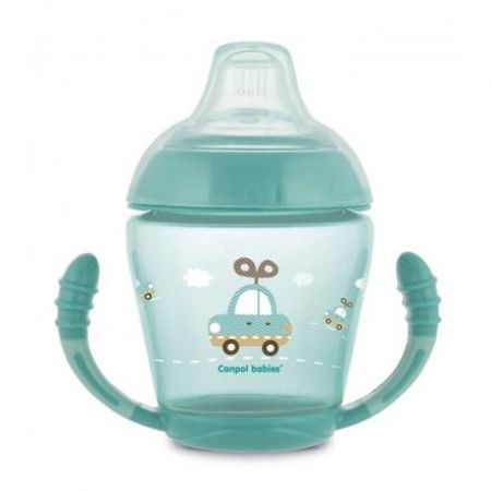 Canpol babies Nevylévací hrníček se silikonovým pítkem 230ml TOYS tyrkysový
