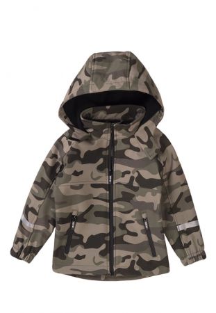 Bunda chlapecká softshelová maskáčová, Minoti, King 5, khaki - 86/92
