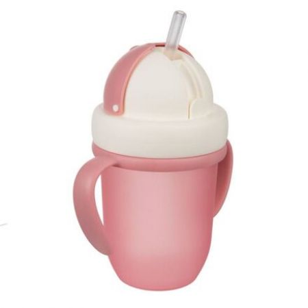 Canpol babies hrníček se silikonovou slámkou 210ml MATT růžový
