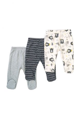 Kalhoty kojenecké 3pack, Minoti, Hug 12, šedá - 74/80